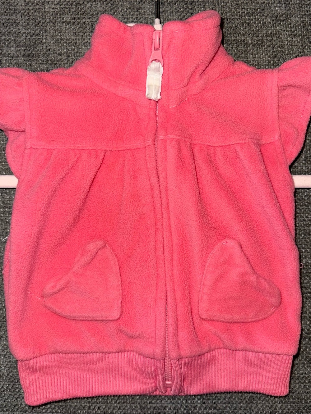 Carter's Hot Pink Fleece Zip-Up Jacket with Heart Pockets